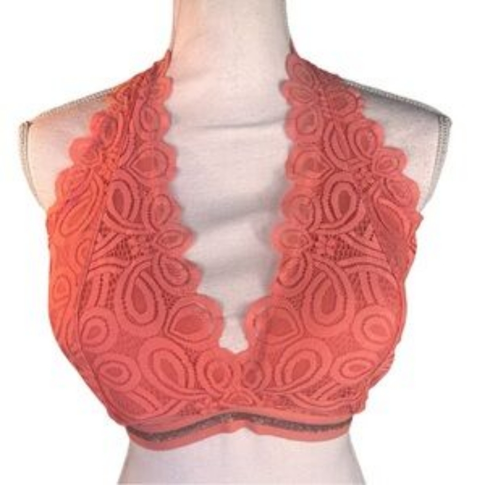 Orange Lace Pushup T Back Bralette by No Boundaries sz Small